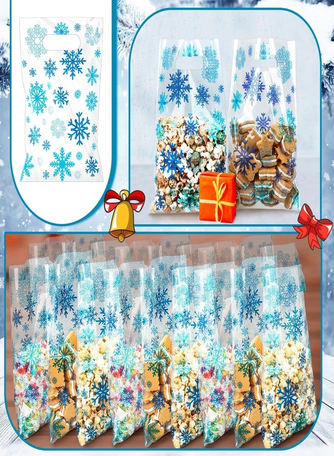 Yinder 50 Pcs Snowflake Goodie Bags 11.8 x 7.9 Inches Blue Snowflake Christmas Goodie Gift Bag Winter Holiday Treat Candy Gift Bags Xmas Party Favors Bag for Holiday Christmas Winter Supplies - Image 5